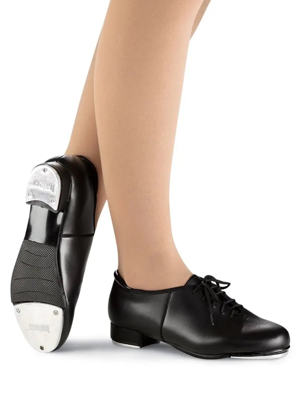 Black Tap Dance Oxfords for Women - Leather Lace-Up Tap Shoes